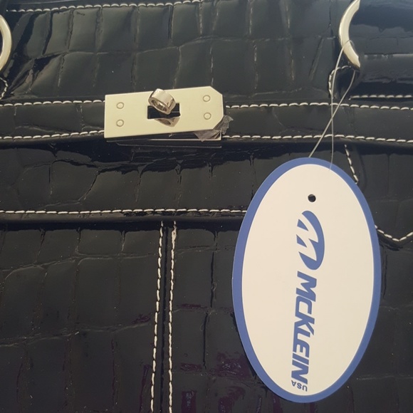 Mcklein Faux Patent Croco Laptop/Briefcase - Picture 4 of 8